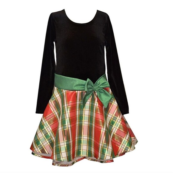 Bonnie Jean Other - Girls Bonnie Jean Velvet & plaid Holiday Dress Size 12